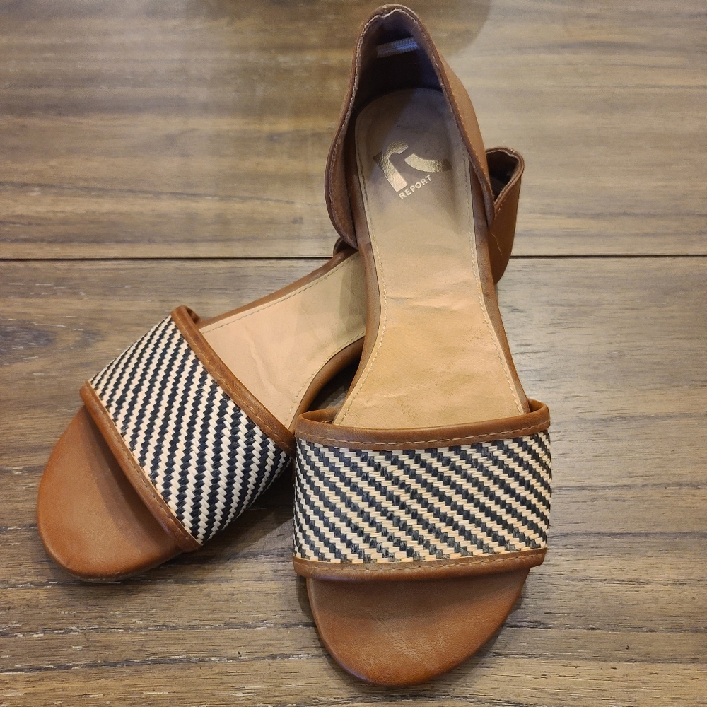 Report Tan Striped Flats Shoes 7